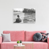 Jongen die treinen kijkt, 1939 canvas afdruk (Insitu (Woonkamer))