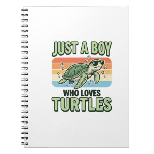Jongen Die Van Schildpadden Houdt Vintage Gravure  Notitieboek