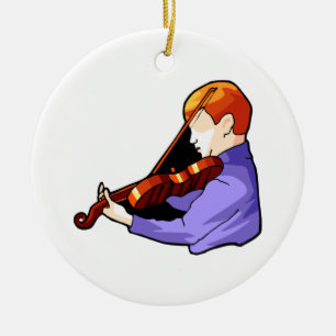 Jongen die Violin side back uitzicht grafisch afbe Keramisch Ornament