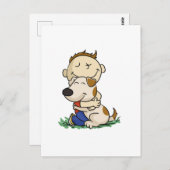 Jongen die zijn hond liefdevol omhelst | Achterkle Briefkaart (Voorkant / Achterkant)