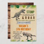 Jongen dinosaurus verjaardag thema kaart (Voorkant / Achterkant)