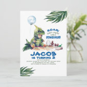 Jongen Dinosaurus Verjaardag Uitnodigingen (Staand voorkant)