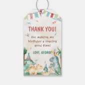 Jongen dinosaurussen eerste verjaardag cadeaulabel (Achterkant)