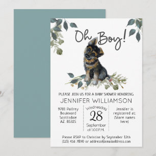 Jongen! Dog Baby shower German Shepherd Puppy Kaart