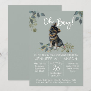 Jongen! Dog Baby shower German Shepherd Puppy Sage Kaart