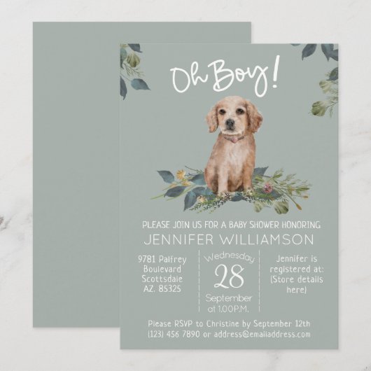Jongen! Dog Baby shower Kaart (Voorkant / Achterkant)