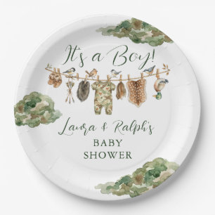 Jongen Eend Jacht Baby Shower Papieren Bordje