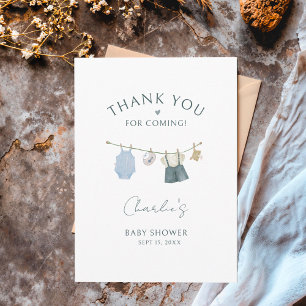 Jongen Eenvoudige Kleren Aquarel Baby Shower Briefkaart