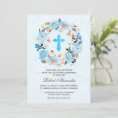 Jongen eerste commune Waterverf Blauwe Floral Invi (Staand voorkant)