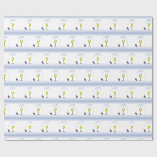 Jongen Eerste Communie, Chalice met host en Grapes Cadeaupapier (Vlak)