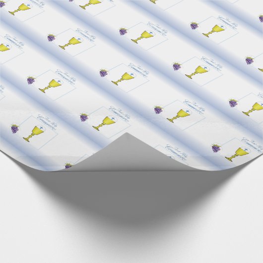 Jongen Eerste Communie, Chalice met host en Grapes Cadeaupapier (Hoek)
