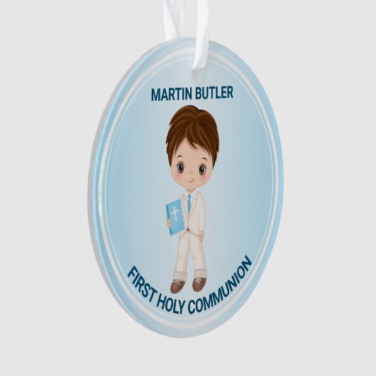 Jongen Eerste Heilige Communie Acrylversiering Ornament (voorkant)