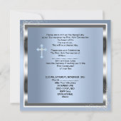 Jongen eerste Heilige Communie Silver Blue 2 Kaart (Achterkant)