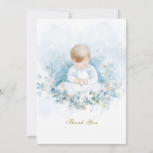 Jongen eerste verjaardag en doop kaart (Achterkant)