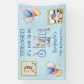 Jongen Eerste Verjaardag Plezier Een Dinosaurus Spandoek (Verticaal)