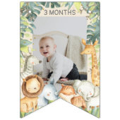 Jongen, eerste verjaardagsfotobanner oerwoud thema vlaggetjes (Tweede vlag)