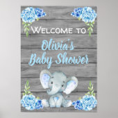 Jongen Elephant Baby shower Poster (Voorkant)