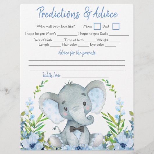 Jongen Elephant Bow Stropdas Baby shower Double Ga Flyer (Voorkant)