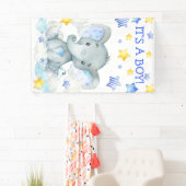 Jongen Elephant Cute Waterverf Baby shower Spandoek (Insitu)