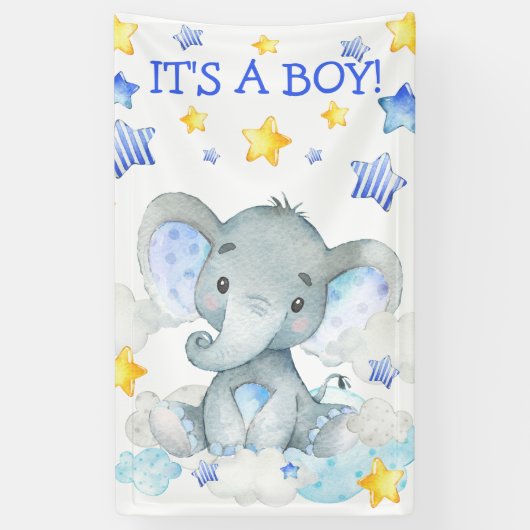 Jongen Elephant Cute Waterverf Baby shower Spandoek (Verticaal)