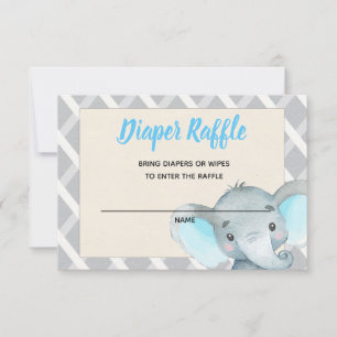 Jongen Elephant Diaper Raffle Card Blue Kaart