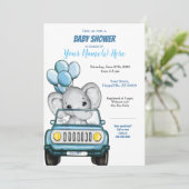 Jongen Elephant in Baby shower Uitnodiging auto (Staand voorkant)