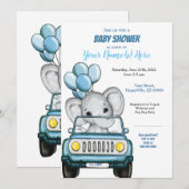 Jongen Elephant in Baby shower Uitnodiging auto (Voorkant / Achterkant)