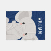 Jongen Elephant Navy Blue Fleece Deken (Voorkant (Horizontaal))