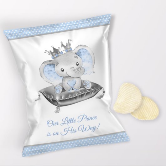 Jongen Elephant Prince Baby shower Chip Bag Wrappe Flyer