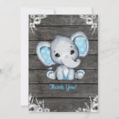 Jongen Elephant Ultrasound Photo Invitation Blue Kaart (Achterkant)