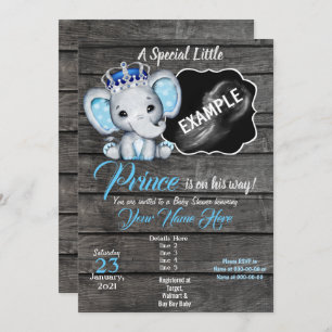 Jongen Elephant Ultrasound Photo Invitation Blue Kaart