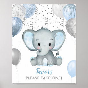 Jongen Elephant Waterverf Baby shower Favors Poster