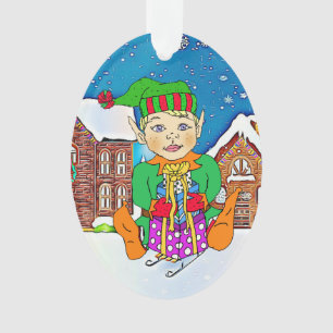Jongen Elf Whimsical met een persoonlijk tintje Ornament