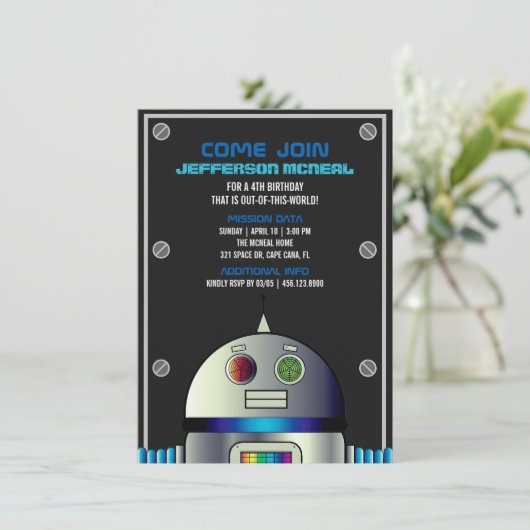 jongen ELKE LEEFTIJD ruimte ROBOT VERJAARDAG scien Kaart (Staand voorkant)