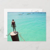 Jongen en blauw water briefkaart (Voorkant / Achterkant)