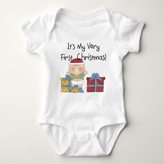 Jongen en Cadeaus, eerste kersthemden en cadeautje Romper (Voorkant)