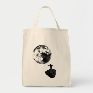 Jongen en de maan - Zwart Tote Bag