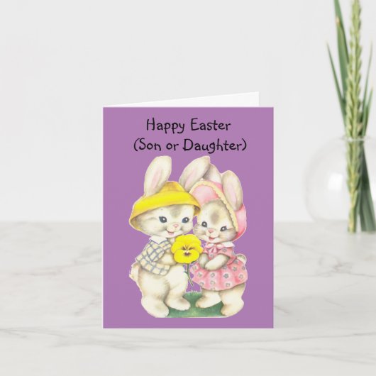 Jongen en Girl Bunny-Kaart Feestdagen Kaart (Voorkant)