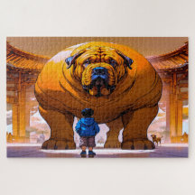 Jongen en grote hond