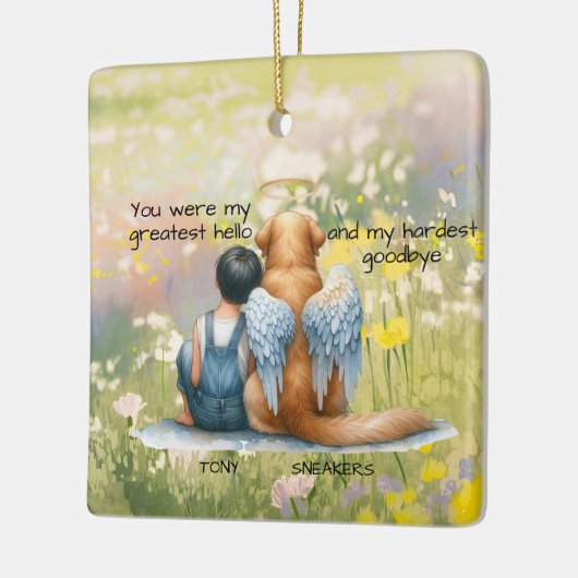 Jongen en hond Memorial Keramisch Ornament (Links)
