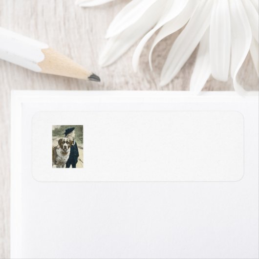 Jongen en Hond Schattig Terugkeeradresetiket Etiket (Insitu)