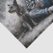 Jongen en Hond Straatkunst Stedelijk Graffiti deco Tissuepapier (Detail)