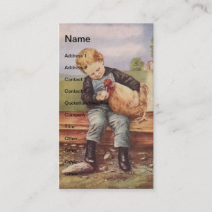 jongen en kippen visitekaartje