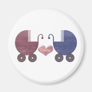 Jongen en Meisje Baby Twins, Pram Art Design Magneet