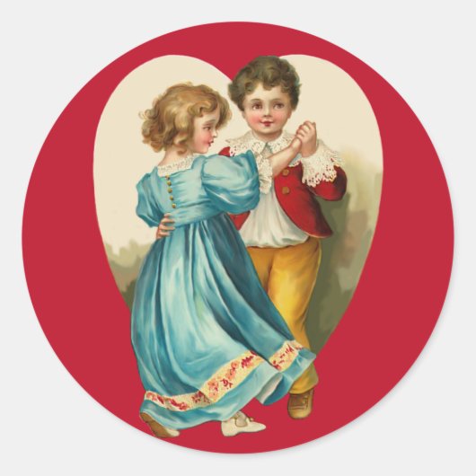 Jongen en meisje dansen ronde sticker (Voorkant)