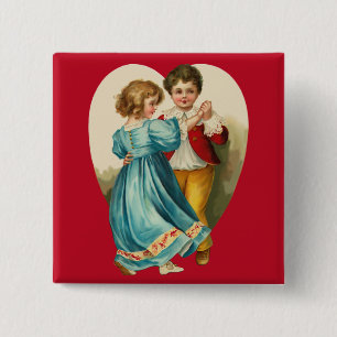Jongen en meisje dansen vierkante button 5,1 cm