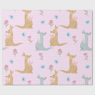Jongen en Meisje Kangoeroe Baby Cadeaupapier