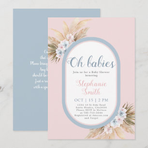 Jongen en meisje Pampas Grass Baby shower Uitnodig Kaart