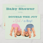 Jongen en meisje tweeling Baby shower Kaart (Voorkant / Achterkant)