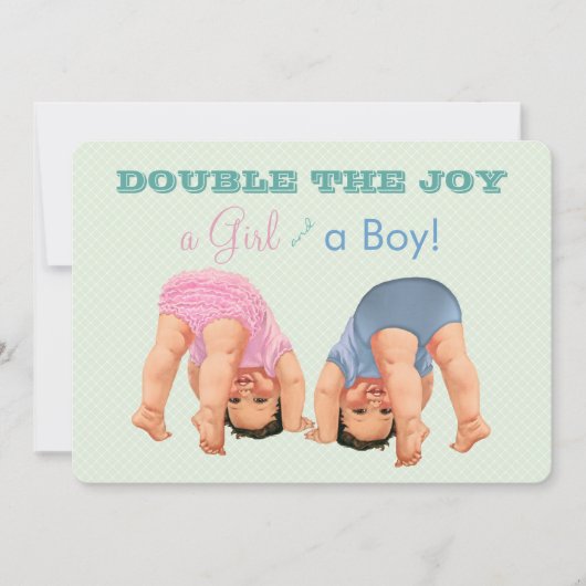 Jongen en meisje tweeling Baby shower Kaart (Voorkant)